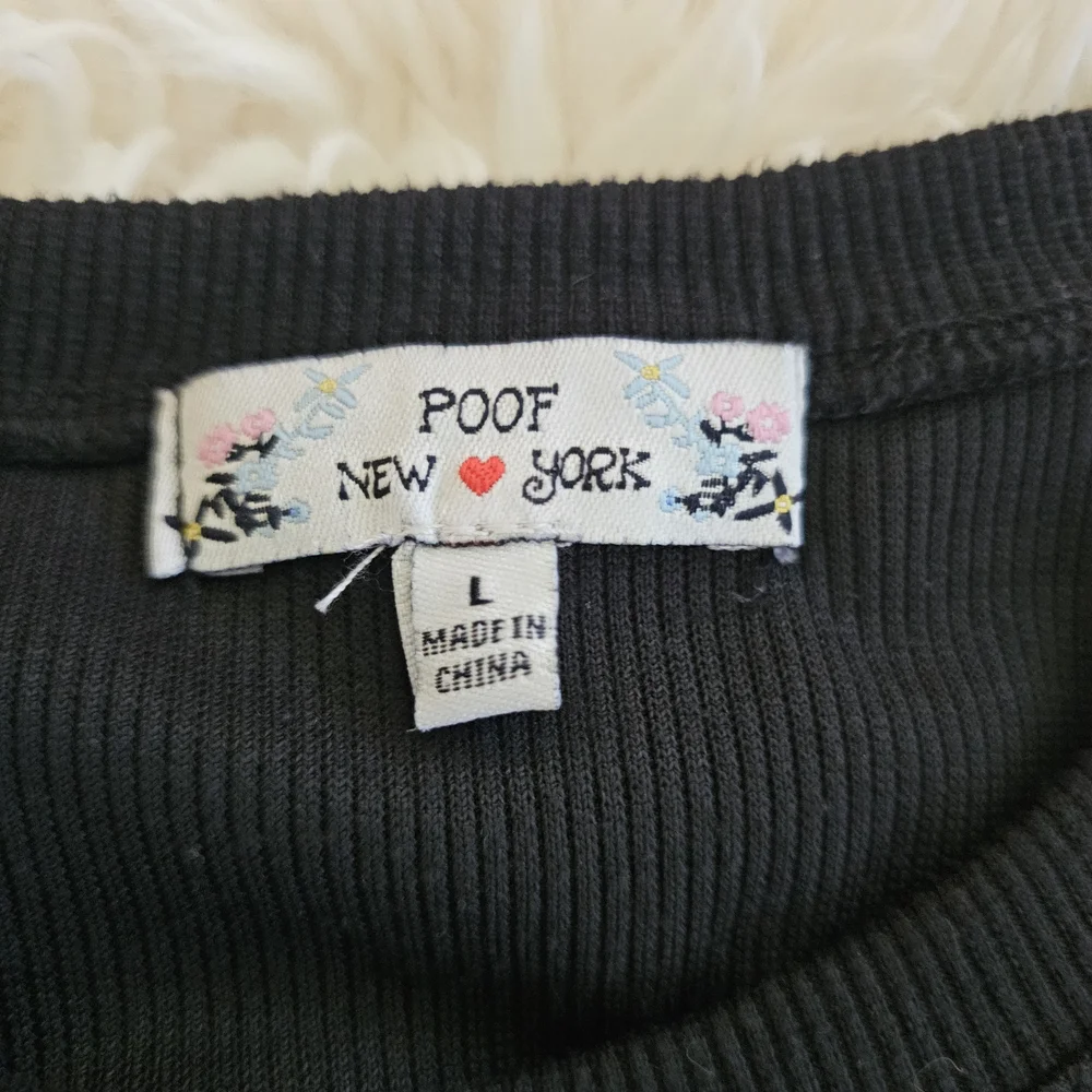 Poof! Black Ribbed Knit Top - Picture 3 of 3